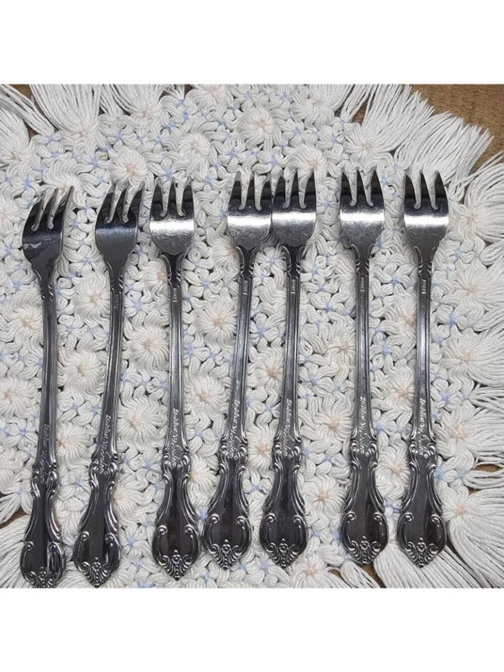 Lot of 7 Salem VICTORIA Cocktail Seafood Fork  Stainless Steel Flatware Set
